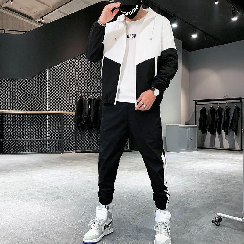 Men's 2-Piece Tracksuit – Hoodie & Joggers, Casual Hip Hop Sports Set