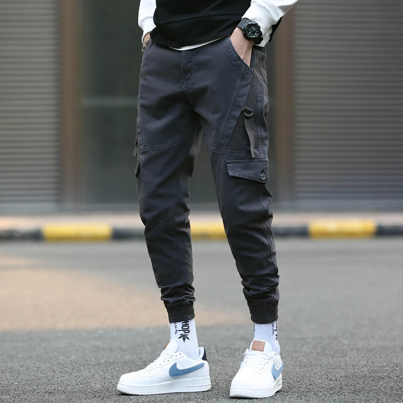 Men’s Cargo Pants with Straps – Casual Streetwear, Hip Hop Style
