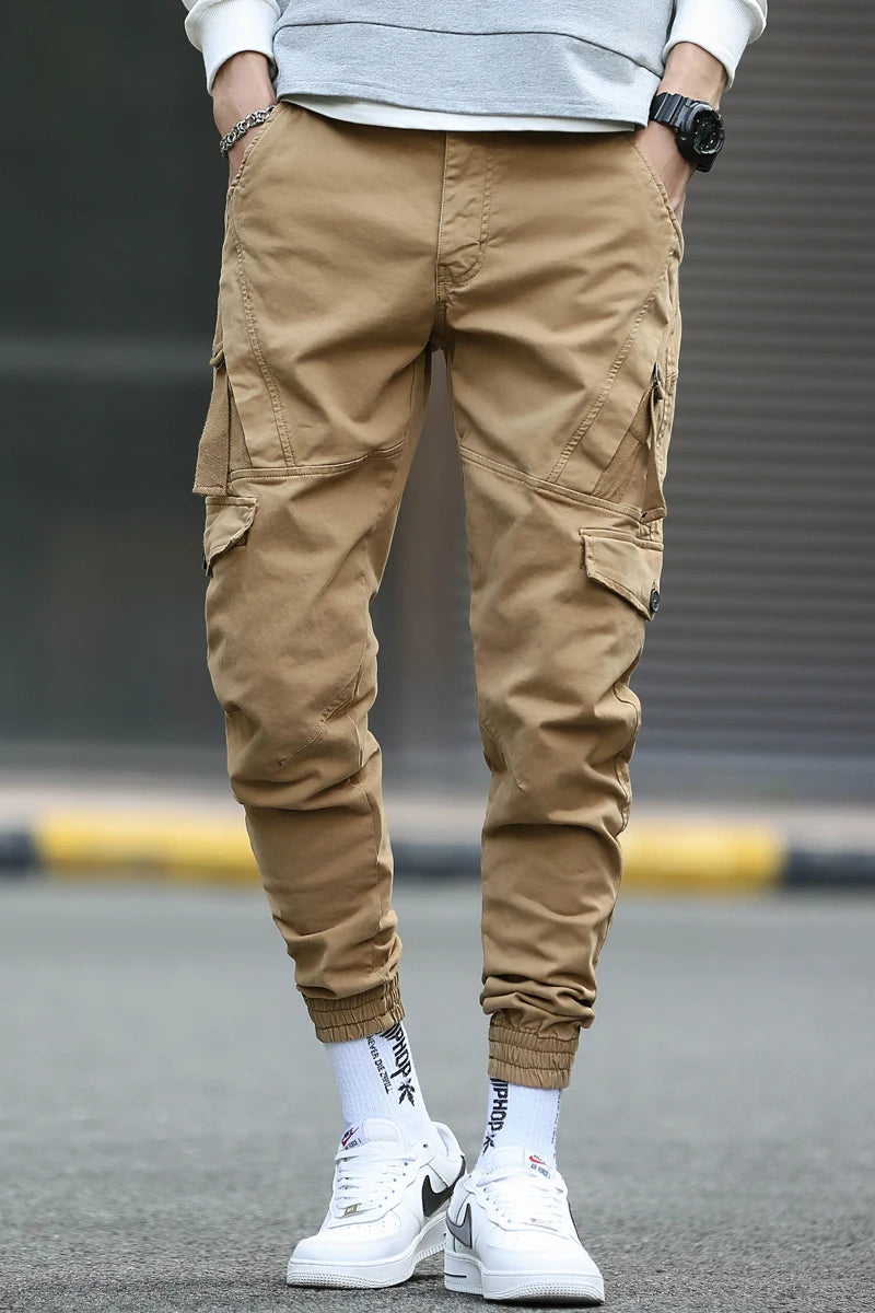 Men’s Cargo Pants with Straps – Casual Streetwear, Hip Hop Style