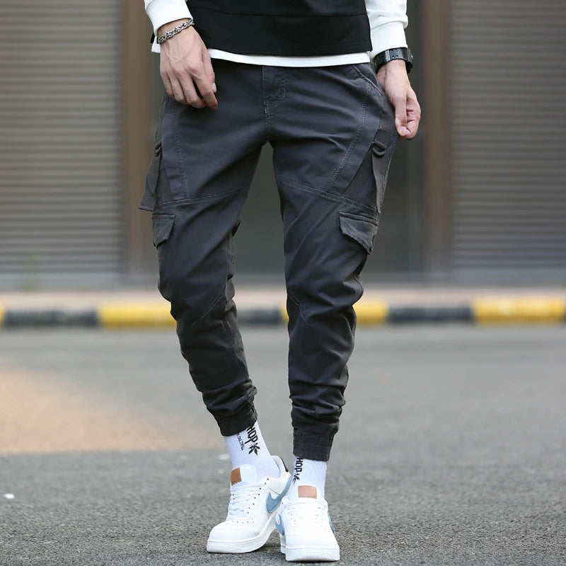 Men’s Cargo Pants with Straps – Casual Streetwear, Hip Hop Style