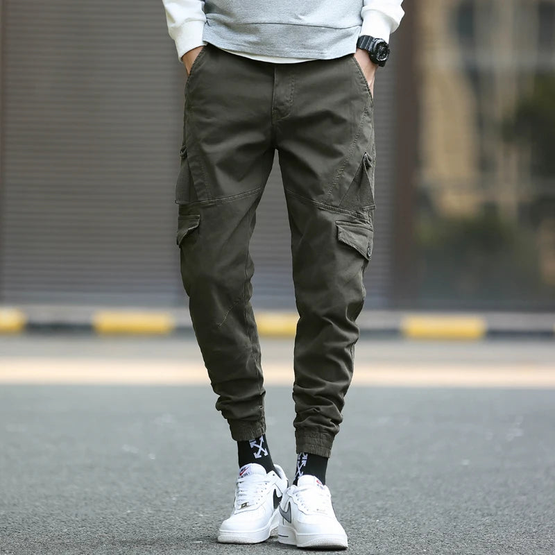 Men’s Cargo Pants with Straps – Casual Streetwear, Hip Hop Style