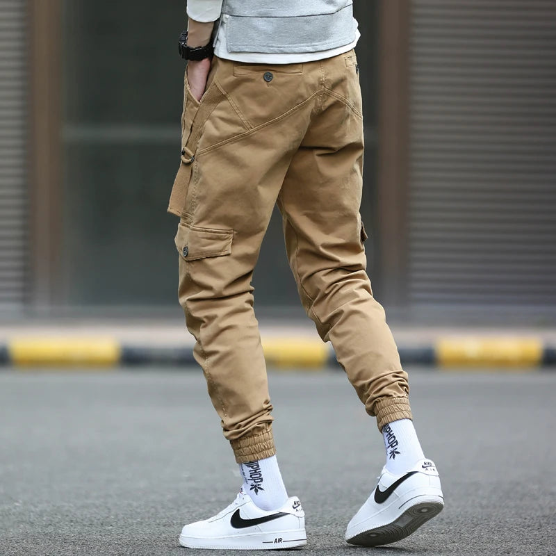 Men’s Cargo Pants with Straps – Casual Streetwear, Hip Hop Style