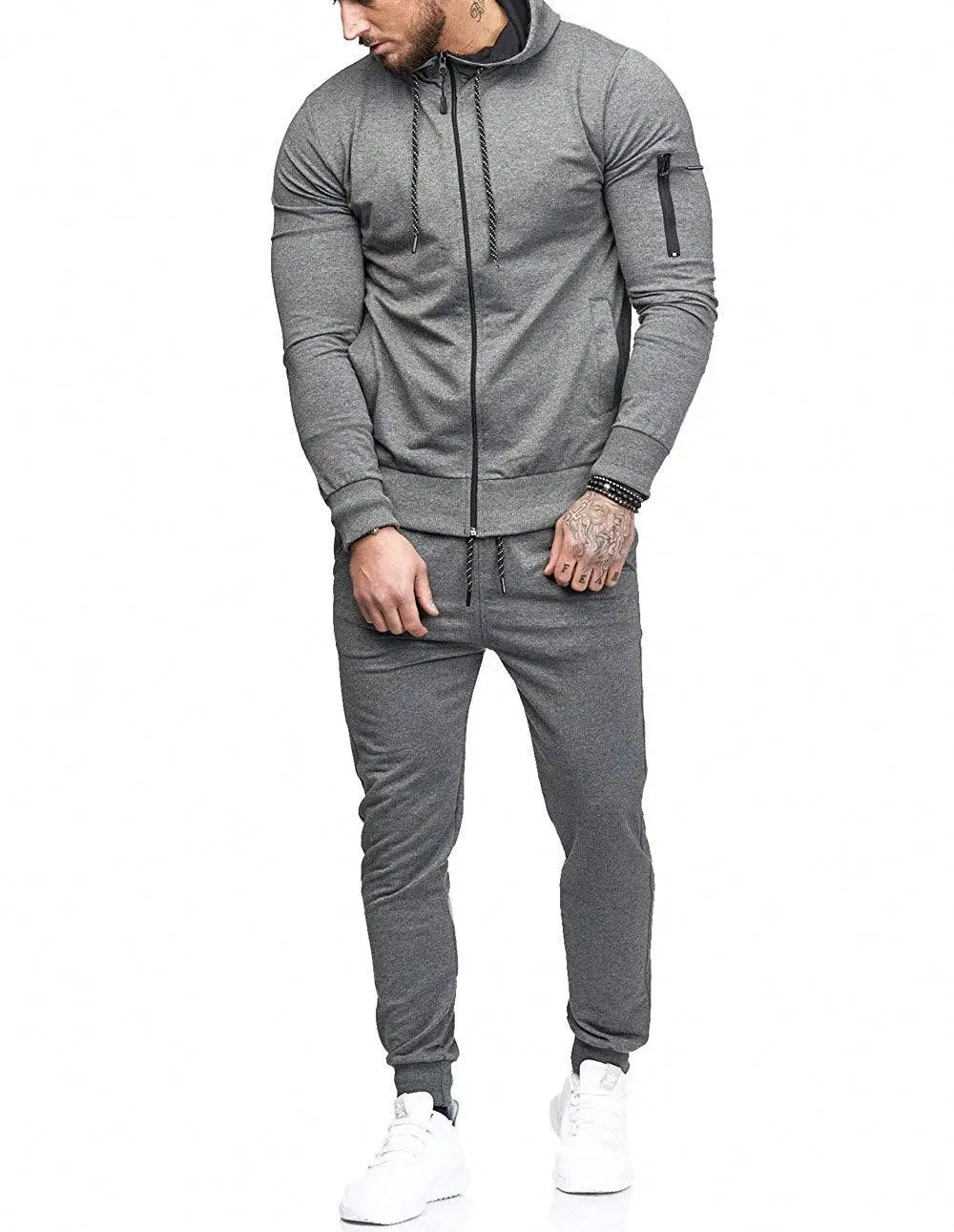 Men’s Autumn & Winter Tracksuit – Zip Detail Fitness & Casual Set