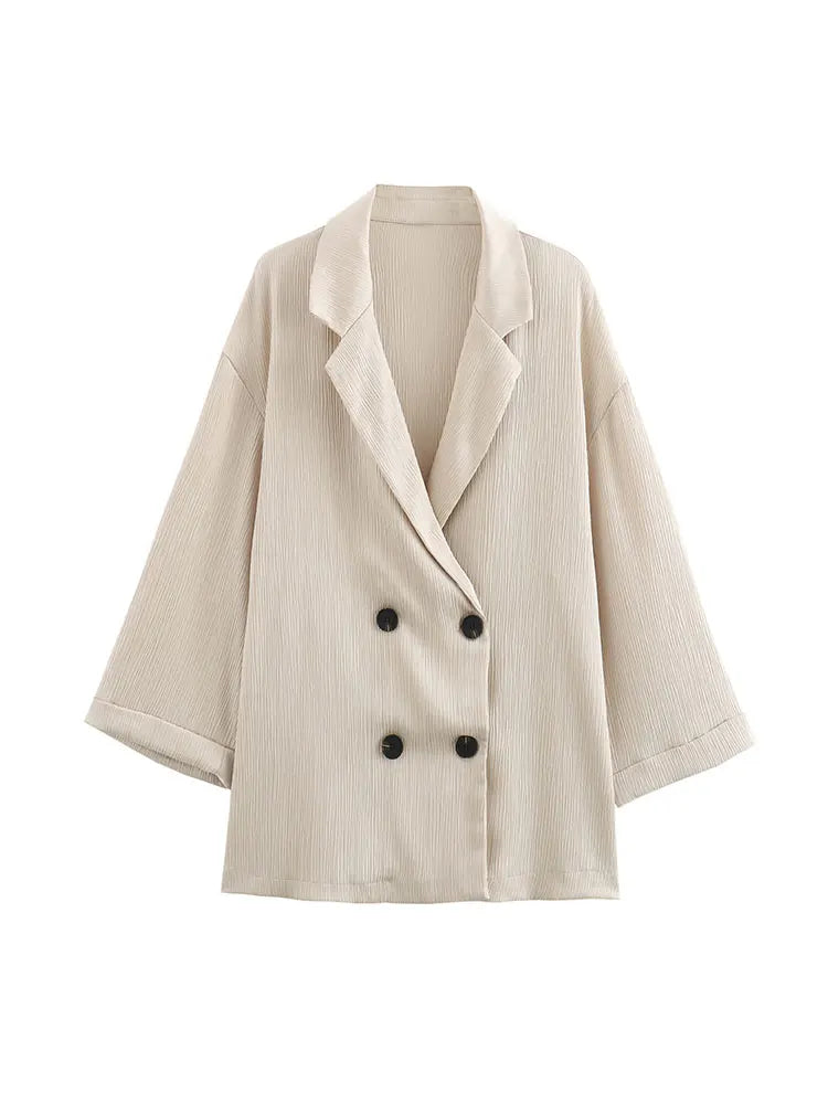 Women's Casual Jacket & Wide-Leg Pants Set – Office Outfit