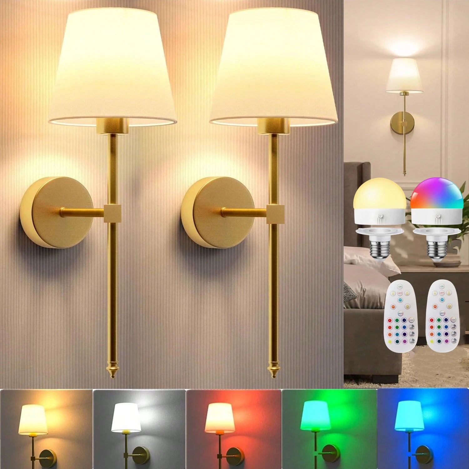 Wireless Rechargeable Wall Lamp with Remote Control