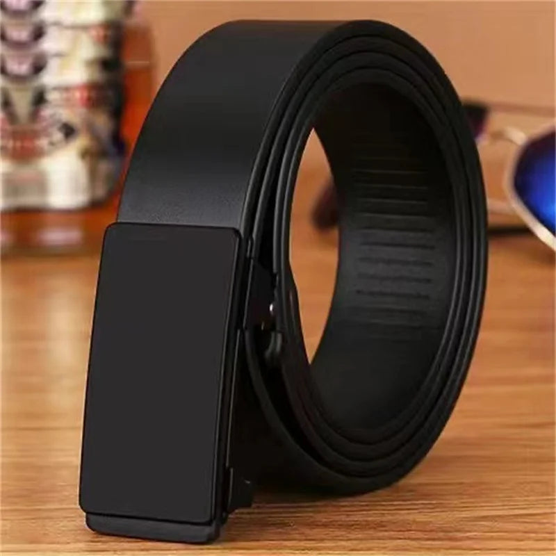 Luxury Genuine Leather Men’s Belt – Automatic Metal Buckle, High-Quality Fashion Accessory