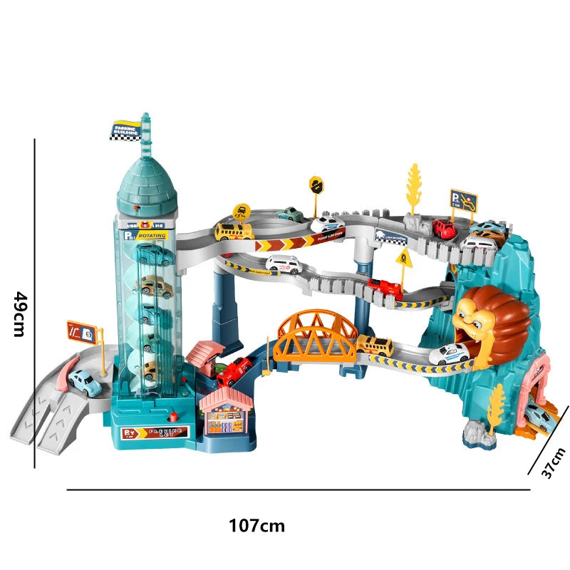 Lion Theme Car Track for Kids – Diecast Racing Fun