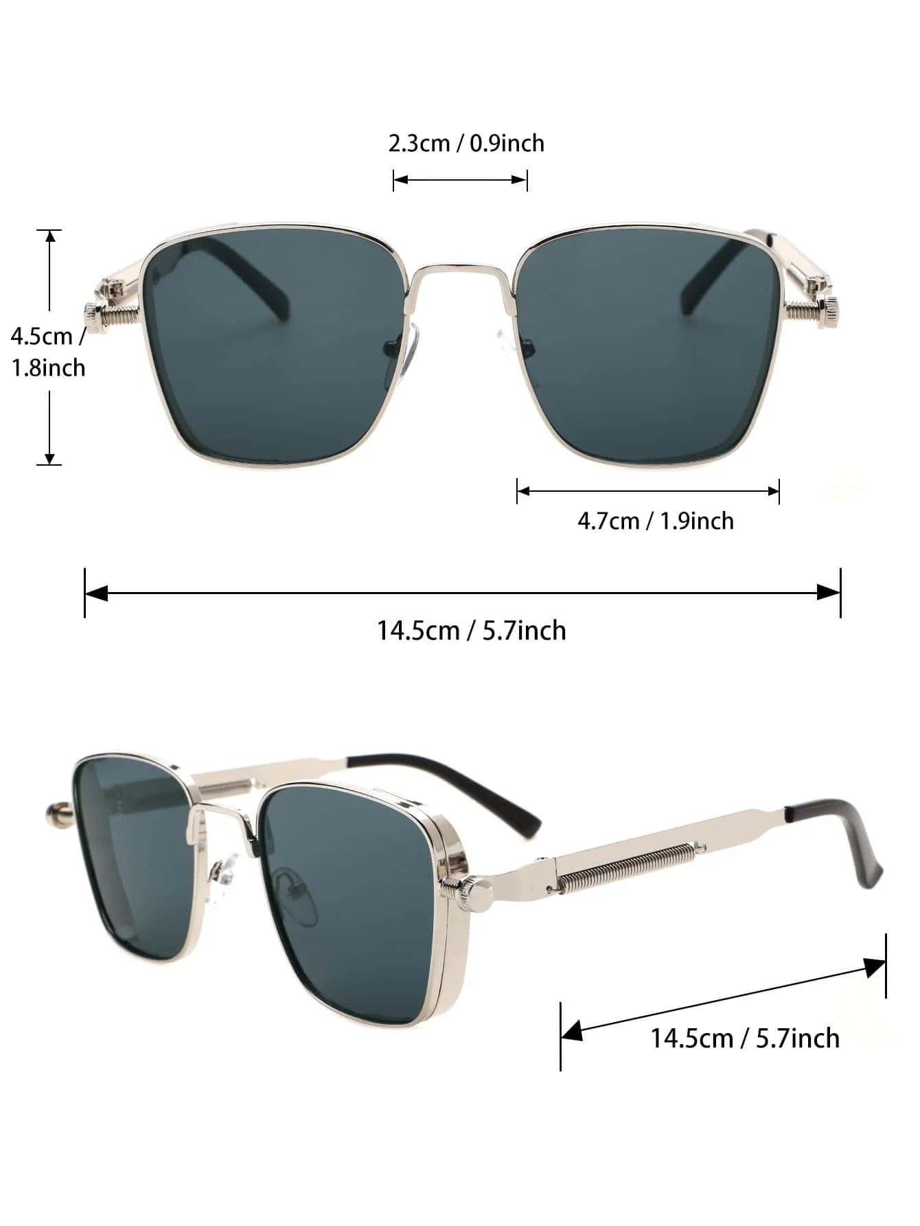 Classic Square Frame Sunglasses – Unisex Metal Frame, UV400 Protection