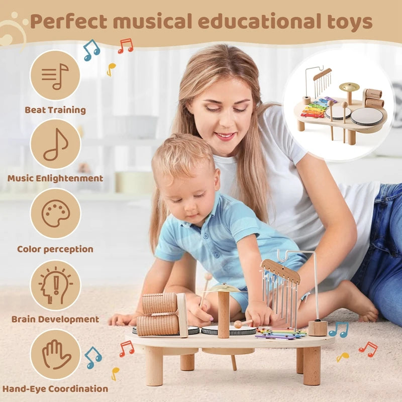 Baby Educational Wooden Aeolian Bells – Montessori Musical Toy for Children