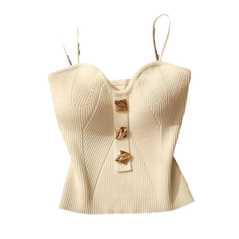 Summer Halter Knit Tank Top – Luxury Small Perfume Style, Women’s Outerwear