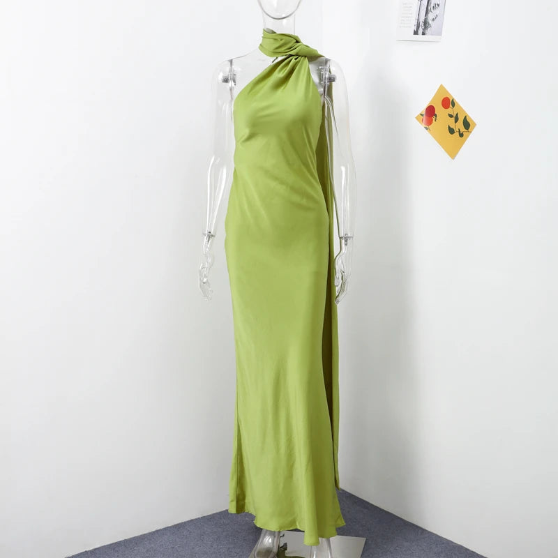 HTTEM Elegant Satin Strapless Maxi Dress