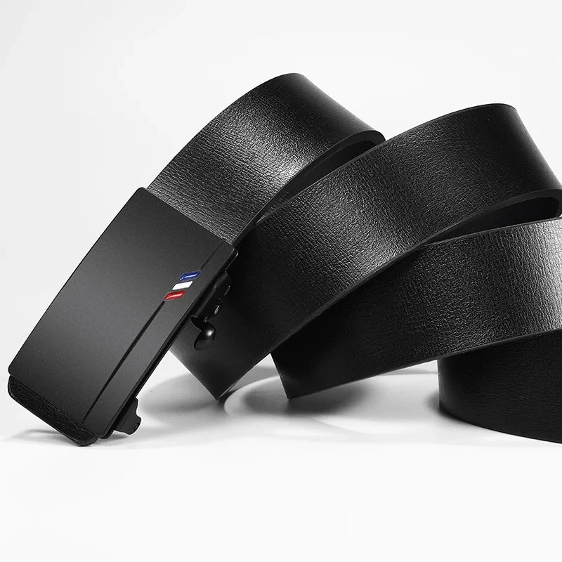 Luxury Genuine Leather Men’s Belt – Automatic Metal Buckle, High-Quality Fashion Accessory