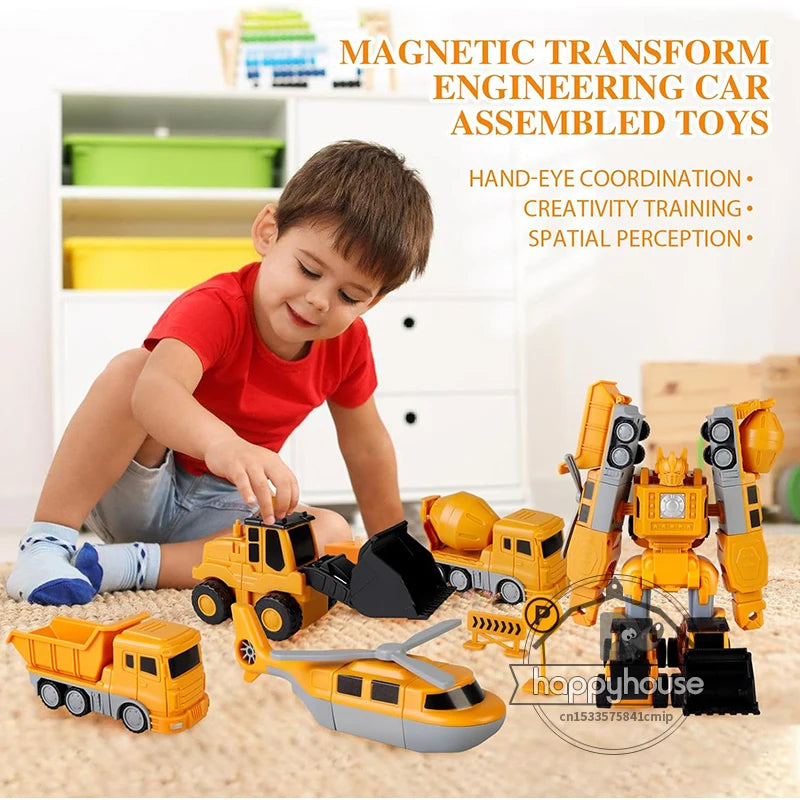Magnetic Transform Engineering Car – Building Blocks & Robot Toy for Kids