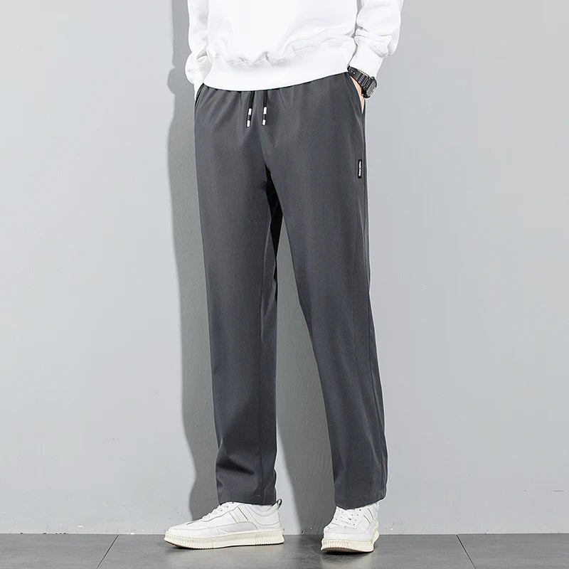 Men’s Ice Silk Pants – Summer Breathable Casual Straight Fit