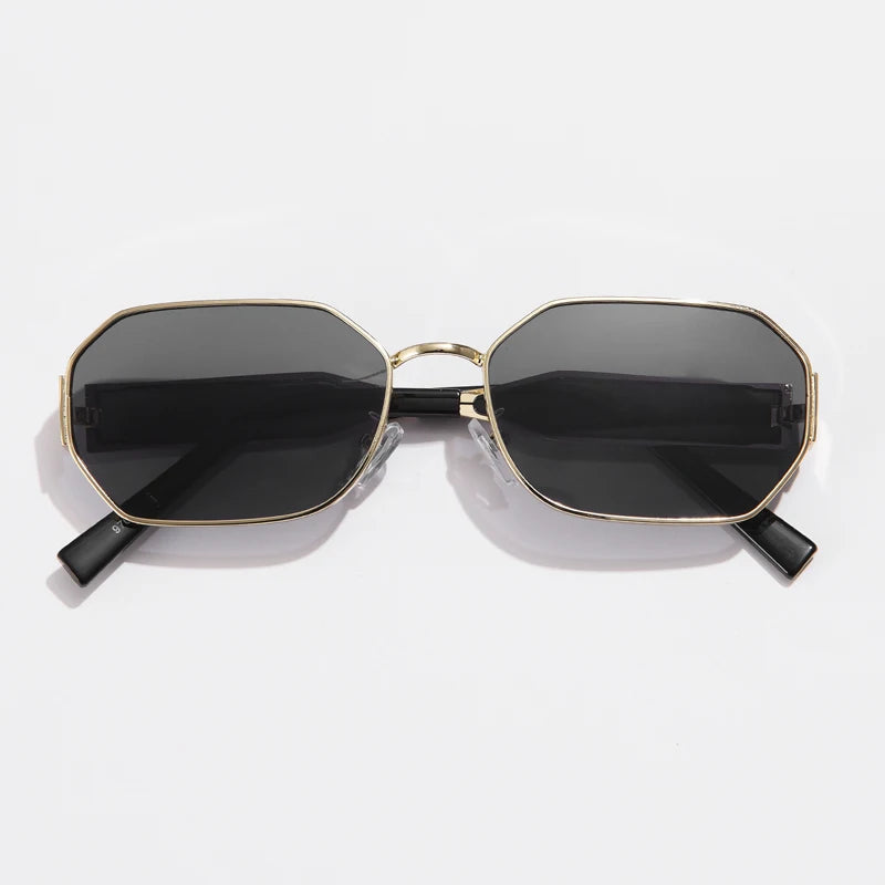 Vintage Rectangular Metal Sunglasses – Unisex, Fashion Designer Style