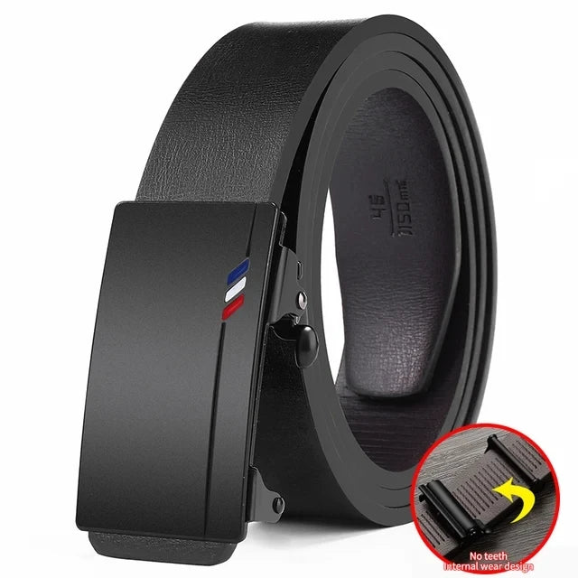Luxury Genuine Leather Men’s Belt – Automatic Metal Buckle, High-Quality Fashion Accessory