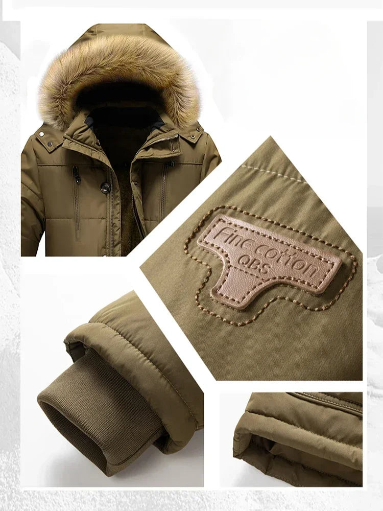 Men’s Winter Parka with Fur Collar – Thick Outdoor Hooded Jacket