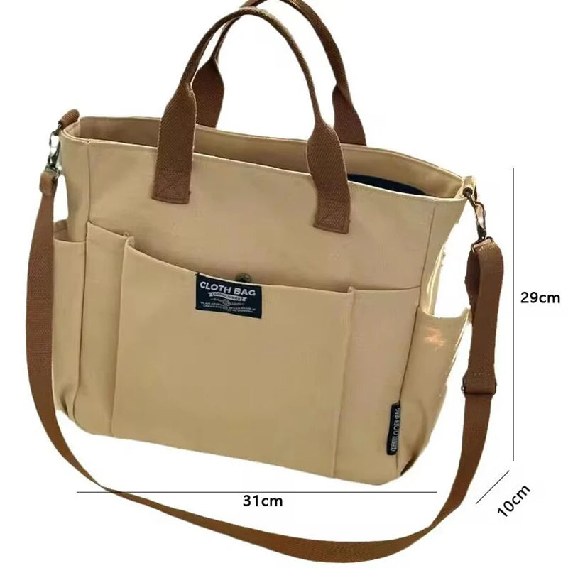 Large Capacity Canvas Shoulder & Crossbody Bag – Minimalist Urban Style