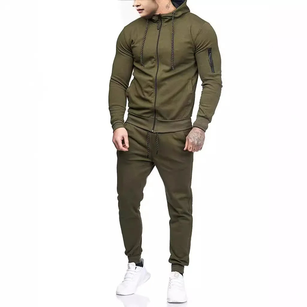 Men’s Autumn & Winter Tracksuit – Zip Detail Fitness & Casual Set