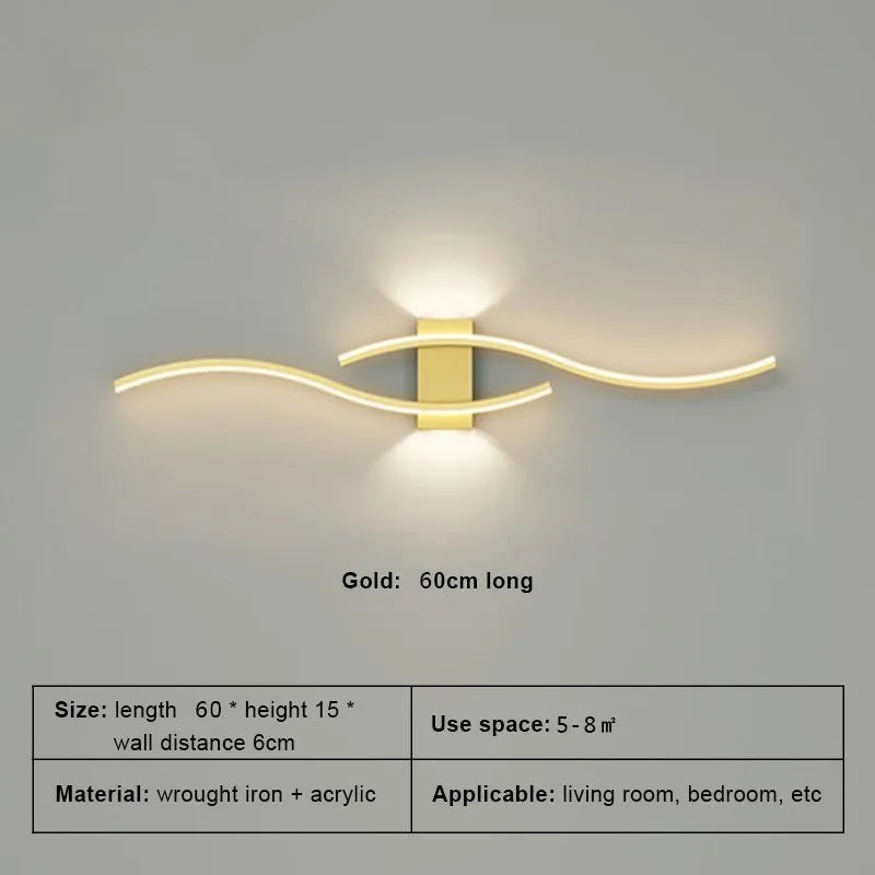 Modern LED Wall Lamp – Minimalist Strip Design for Bedroom, Living Room & TV Background