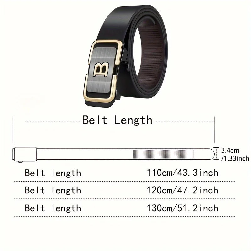 Men’s Automatic Buckle PU Leather Belt – Fashion Business & Festival Gift