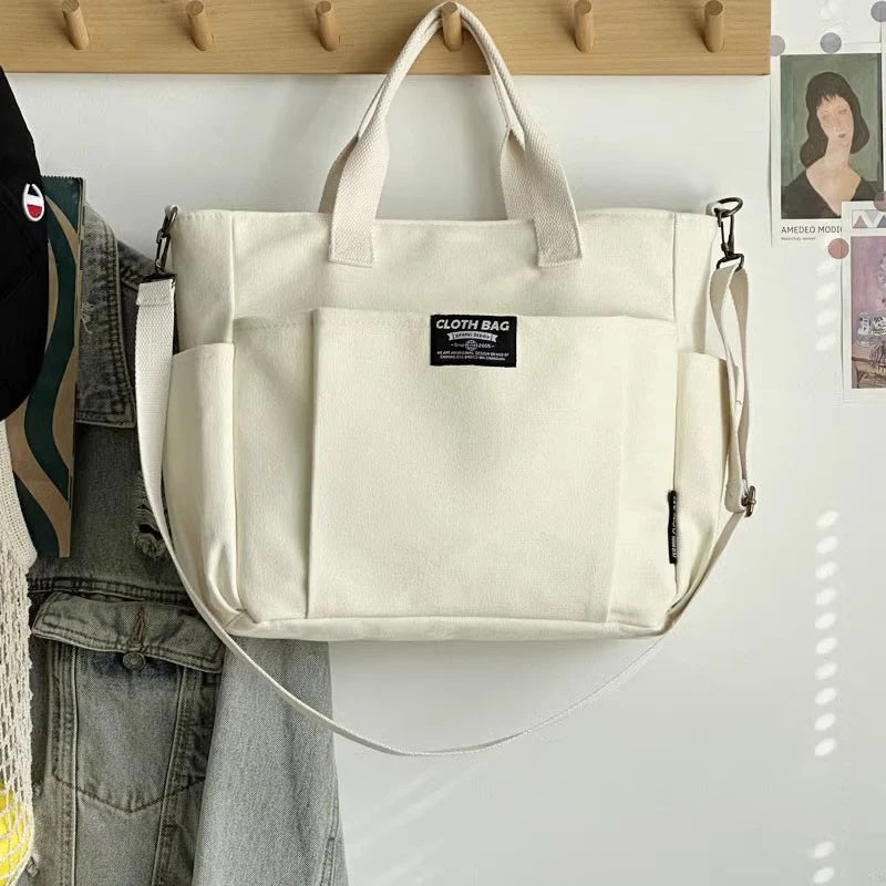 Large Capacity Canvas Shoulder & Crossbody Bag – Minimalist Urban Style
