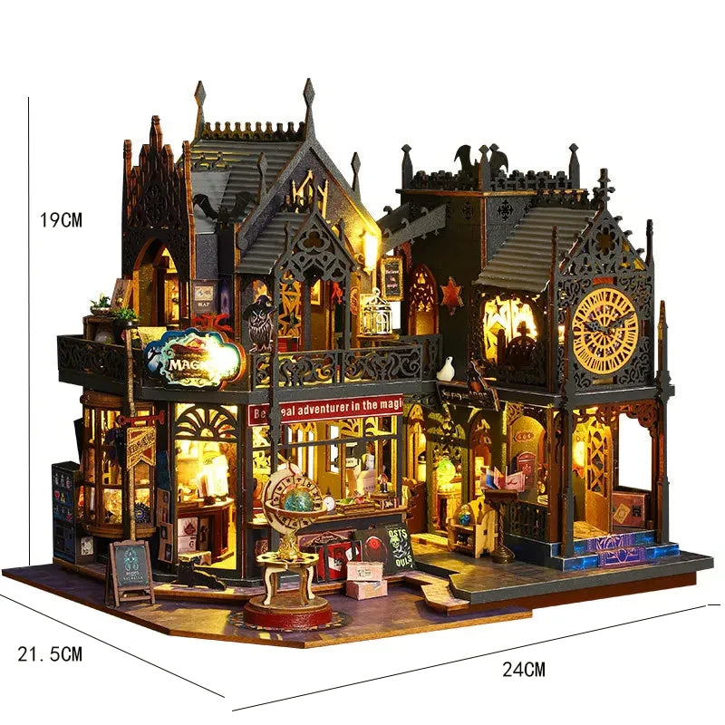 Large DIY Wooden Dollhouse Kit with Miniature Furniture – Ideal Birthday Gift