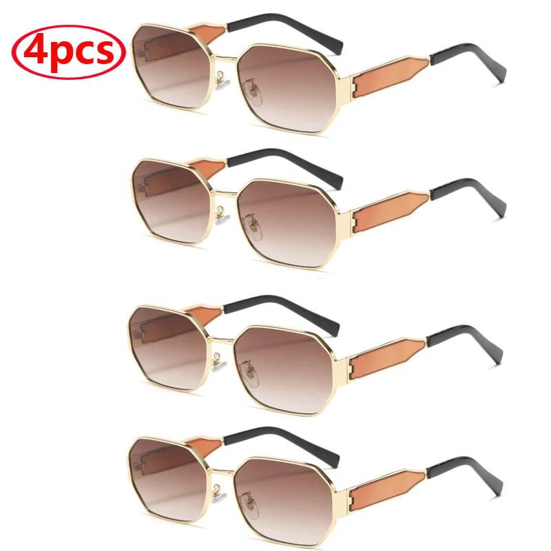 Vintage Rectangular Metal Sunglasses – Unisex, Fashion Designer Style