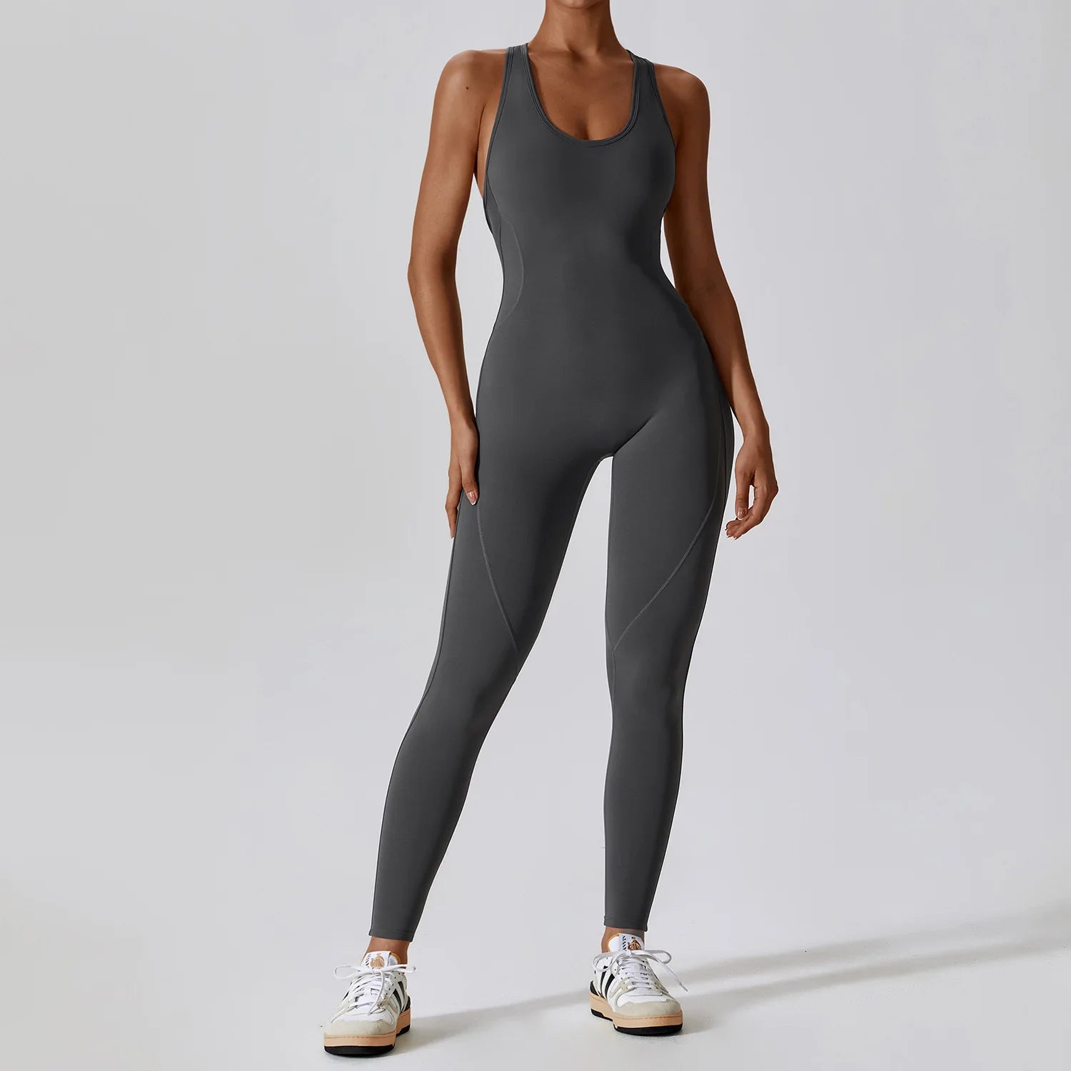 Sleeveless Yoga Jumpsuit for Women – Push-Up Fitness & Gym Bodysuit