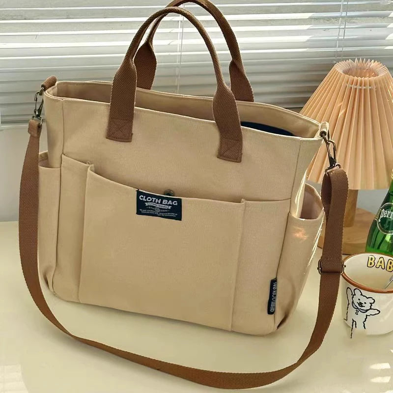Large Capacity Canvas Shoulder & Crossbody Bag – Minimalist Urban Style