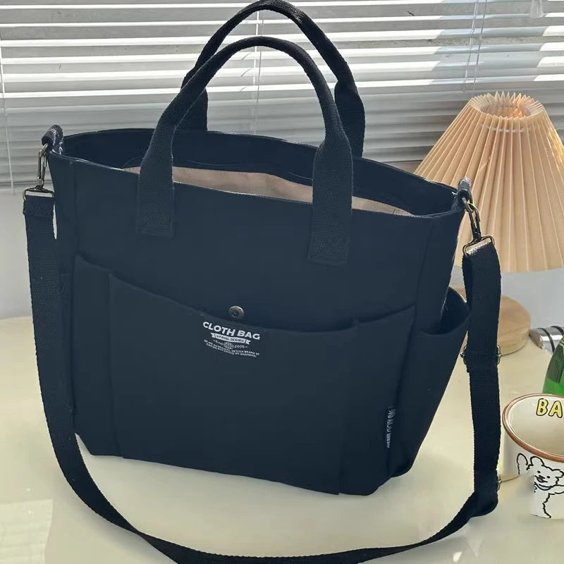 Large Capacity Canvas Shoulder & Crossbody Bag – Minimalist Urban Style