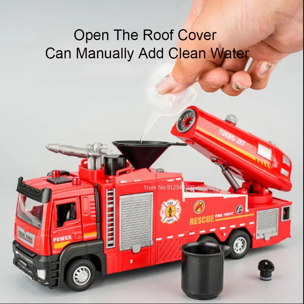 Scale Water Spray Fire Truck – Realistic Ladder Truck Toy Car