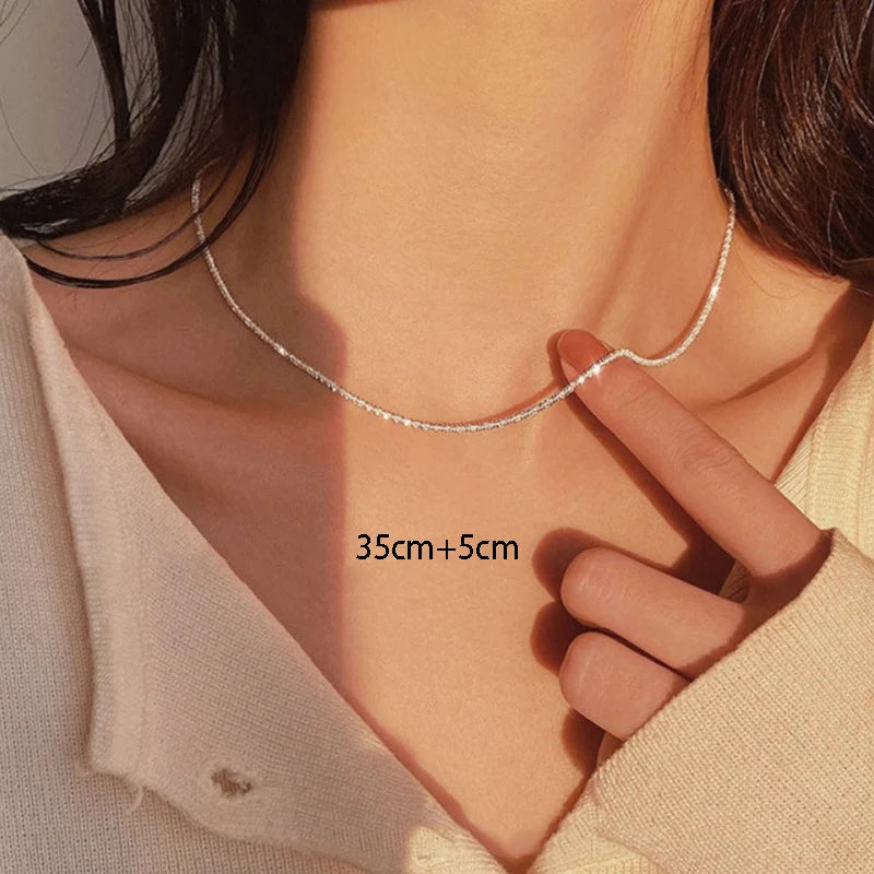 Shiny Silver Chain Necklace – Trendy Clavicle Choker for Women