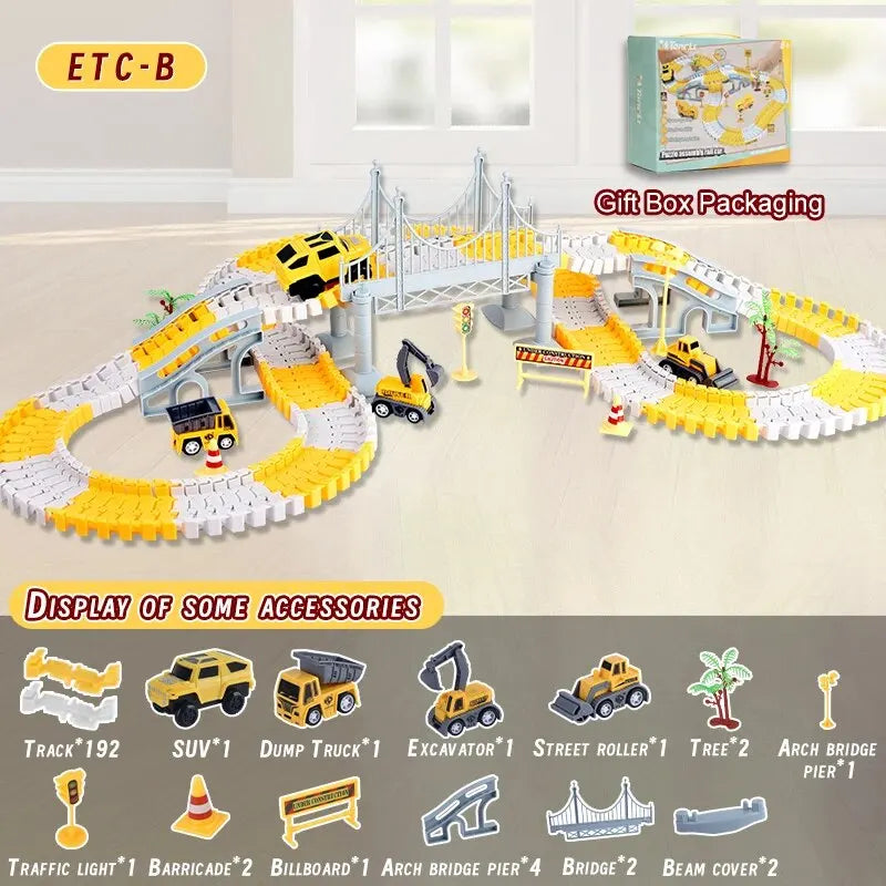 Kids Electric Track Car Toy Set – Engineering Puzzle Race Track for Creative Fun