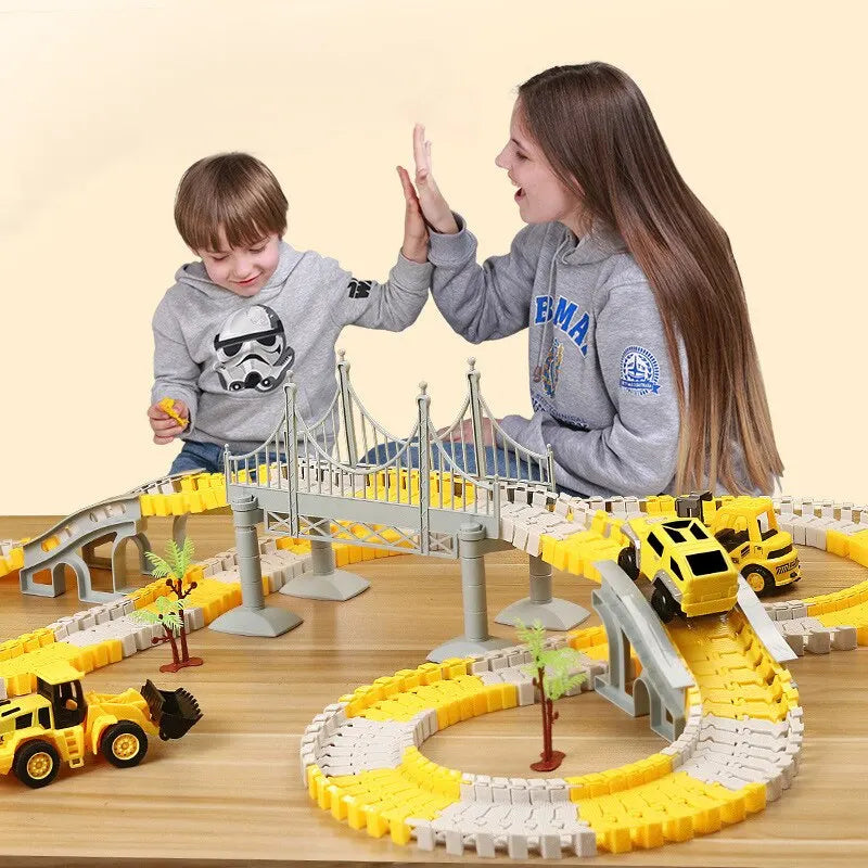 Kids Electric Track Car Toy Set – Engineering Puzzle Race Track for Creative Fun