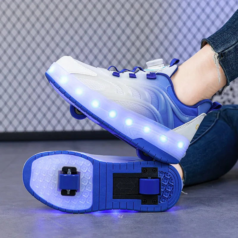 Two Wheels LED Light Roller Skate Shoes – Glowing Sneakers for Kids