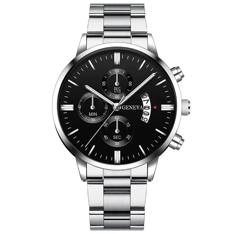 DEYROS Luxury Silver Quartz Men’s Watch – Stainless Steel Business Style