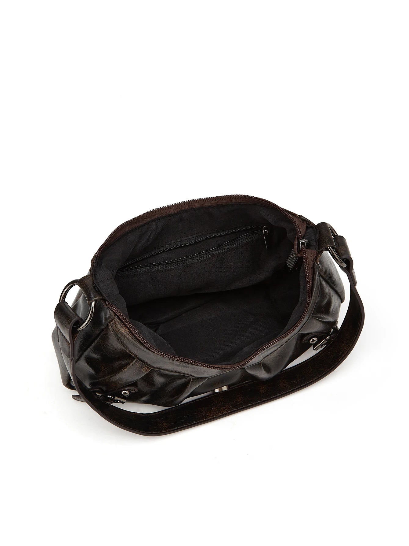 Y2K Retro Shoulder Bag – PU Leather with Rivets, Trendy Crescent Design