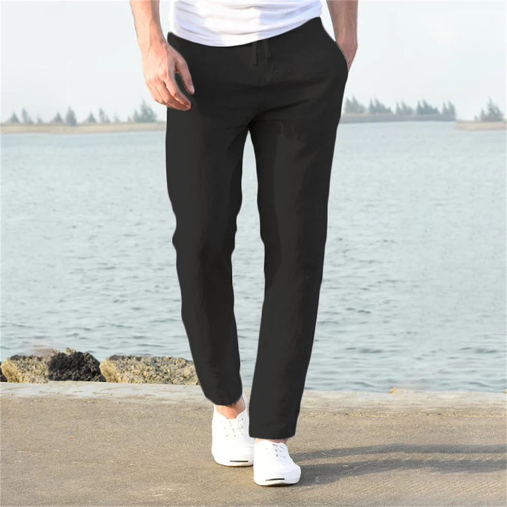 Men’s Linen Cotton Pants – Casual Breathable Solid Color (S-3XL)