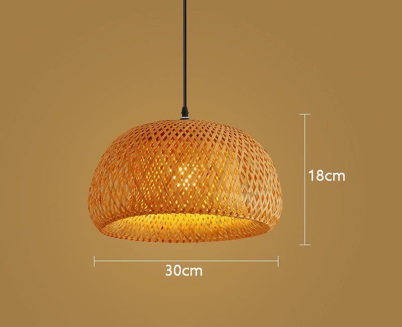 Bamboo Hanging Lamp – 30cm Handwoven LED Pendant Light