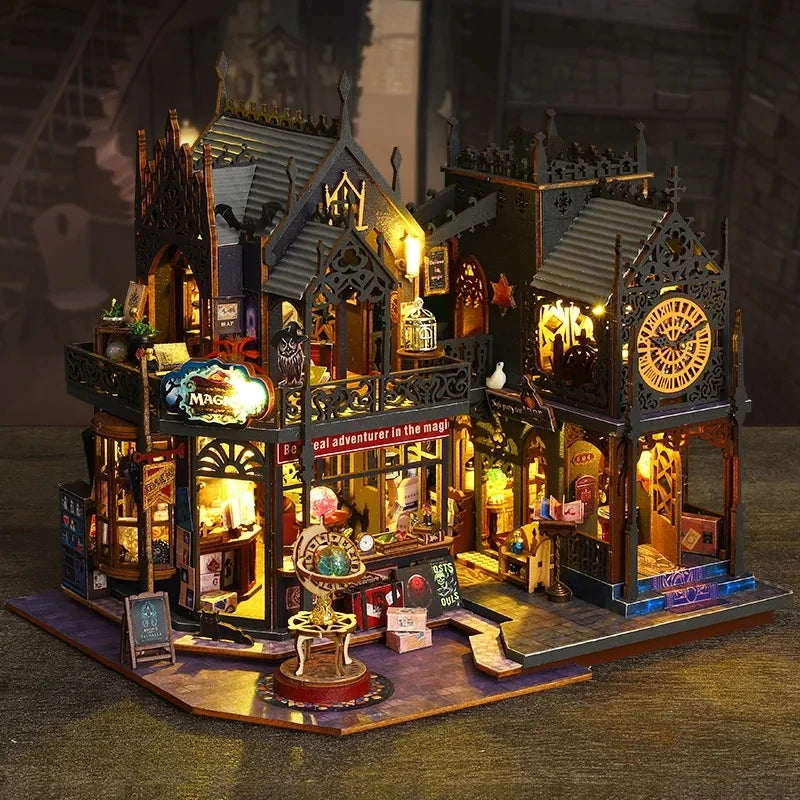 Large DIY Wooden Dollhouse Kit with Miniature Furniture – Ideal Birthday Gift