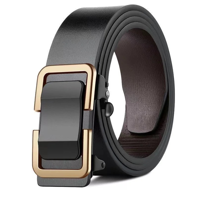 Luxury Genuine Leather Men’s Belt – Automatic Metal Buckle, High-Quality Fashion Accessory