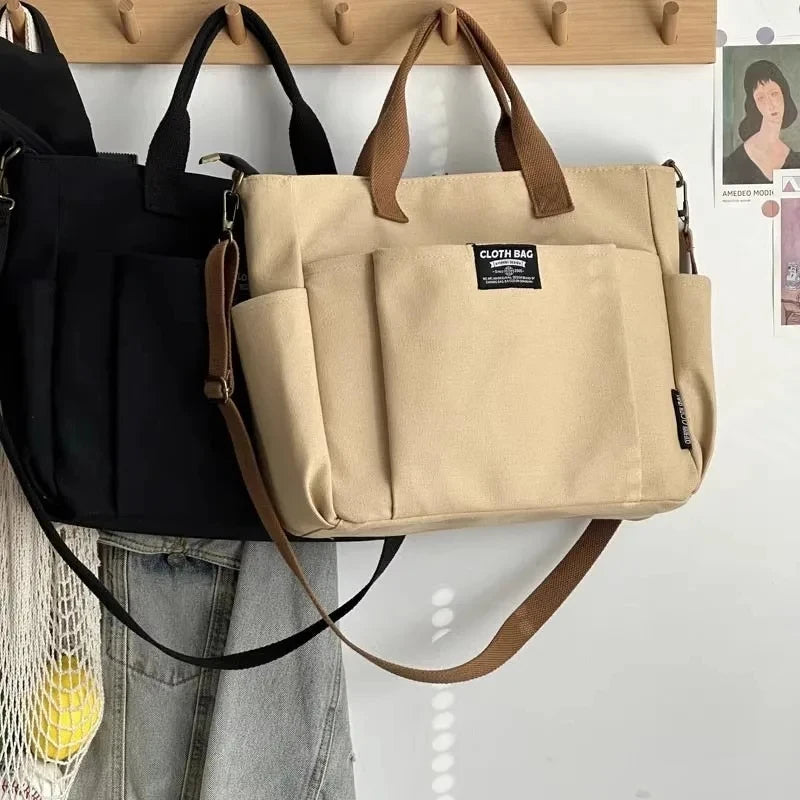 Large Capacity Canvas Shoulder & Crossbody Bag – Minimalist Urban Style
