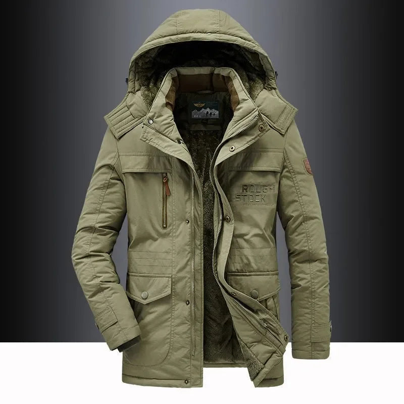 Men’s Winter Parka with Hood – Long Casual Wool Jacket