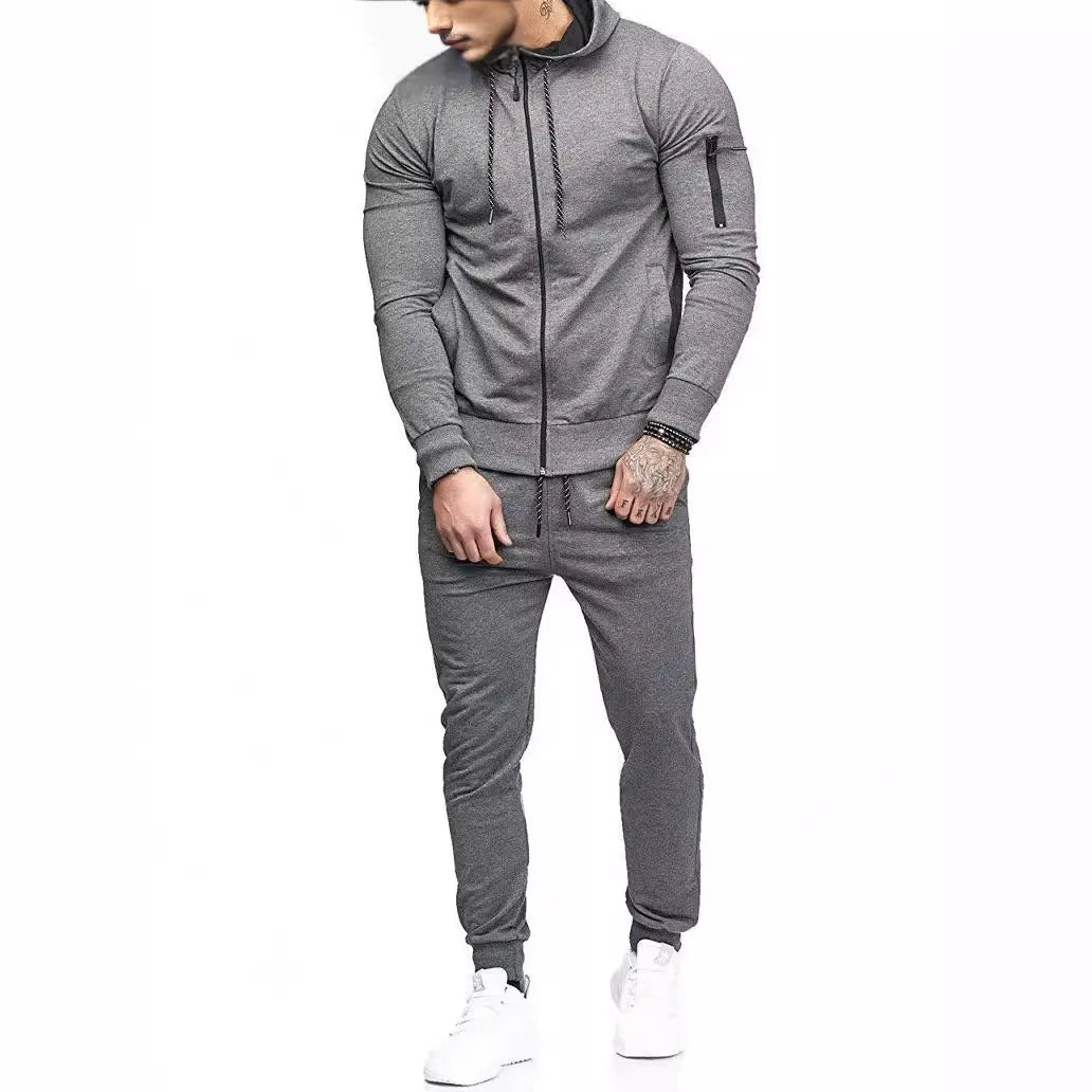 Men’s Autumn & Winter Tracksuit – Zip Detail Fitness & Casual Set