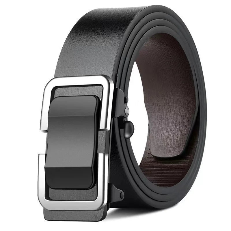 Luxury Genuine Leather Men’s Belt – Automatic Metal Buckle, High-Quality Fashion Accessory