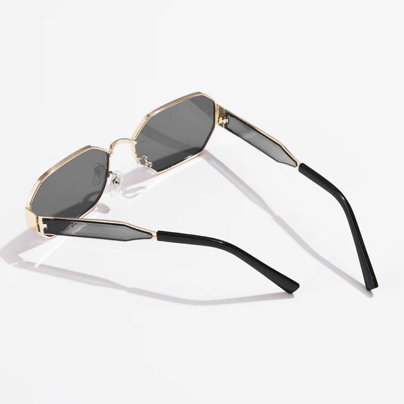 Vintage Rectangular Metal Sunglasses – Unisex, Fashion Designer Style