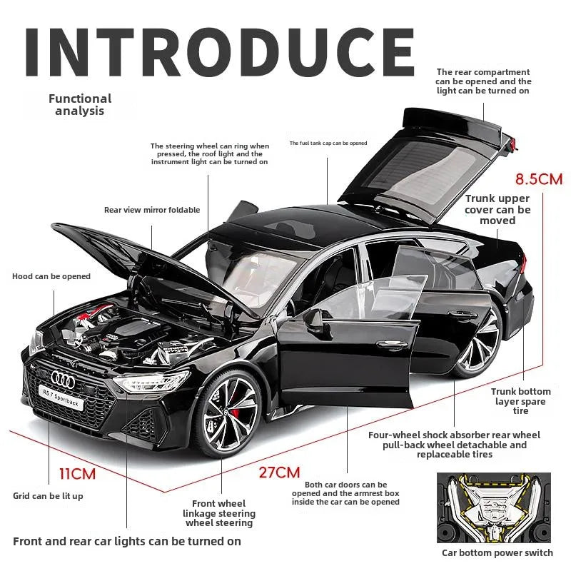 Simulation 1:18 AUDI RS7 Sportback – Diecast Alloy Car Model for Kids and Collectors