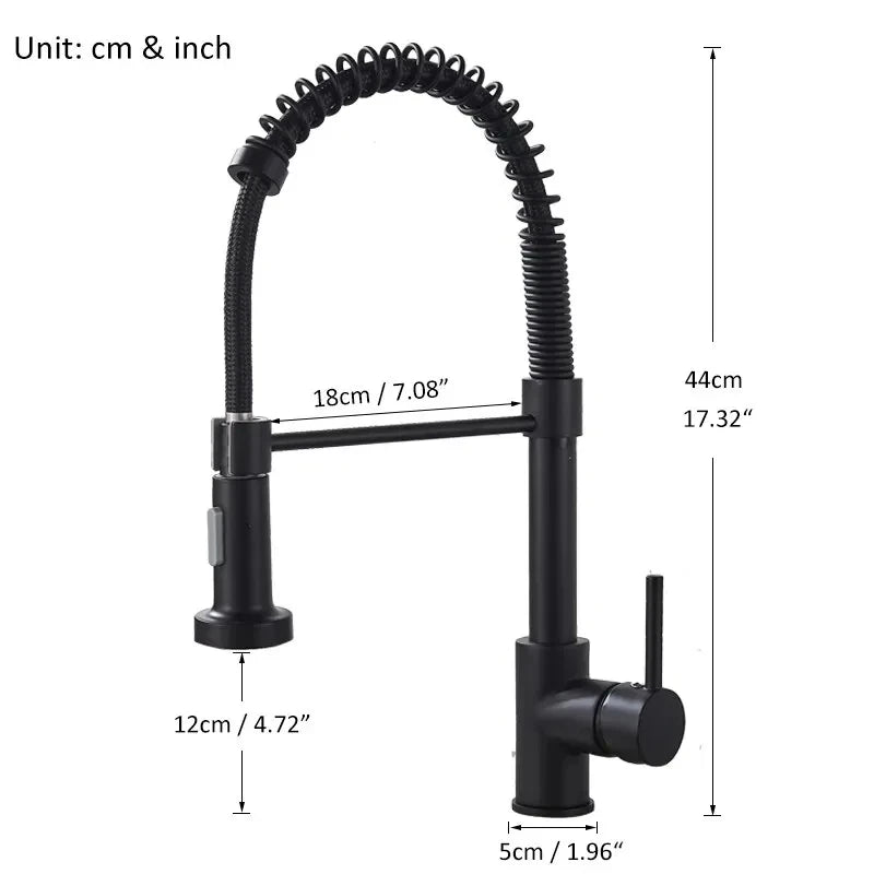 Matte Black & Chrome Pull-Down Kitchen Faucet – Dual-Mode Mixer
