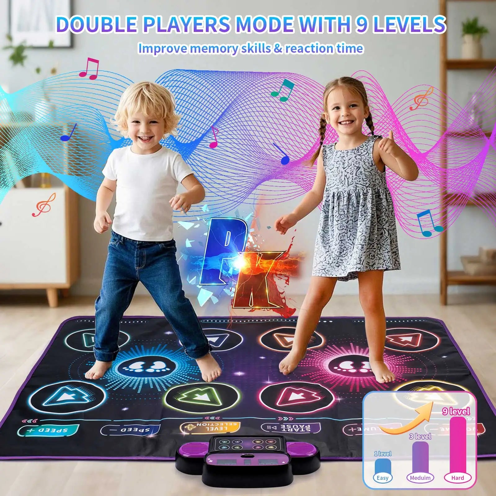Kids Electronic Dance Mat with Double Player Mode and 9-Level Music Game